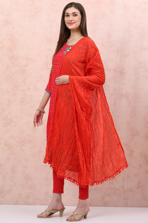 Tomato Red Cotton Stole image number 2