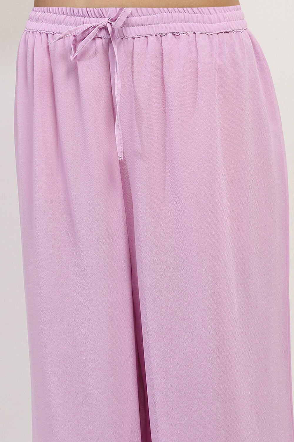 Pink Solid Straight Palazzos image number 1