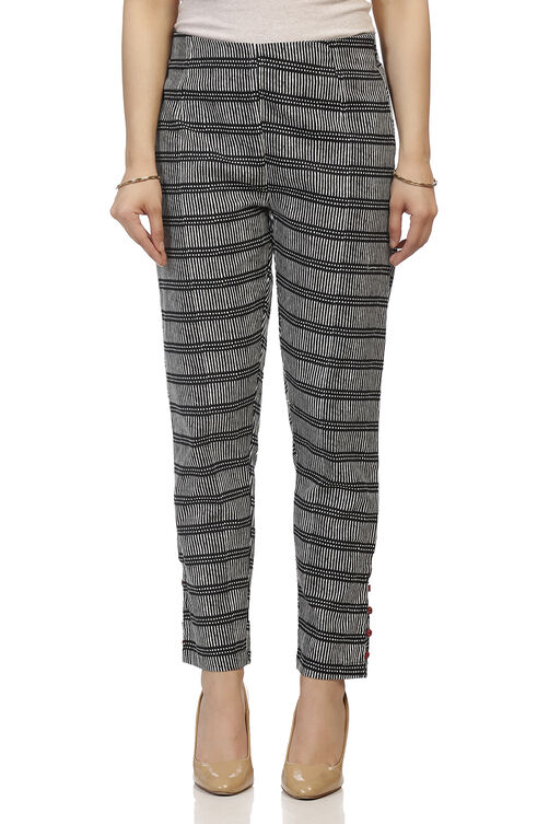Black Cotton Slim Pants image number 0