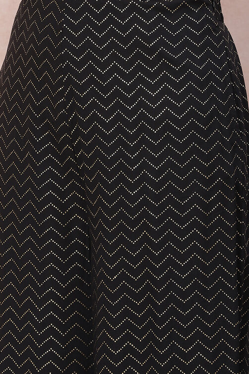 Black Viscose Rayon Straight Suit Set image number 7