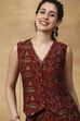 Red Viscose Blend Regular Printed Top Palazzo Set image number 1