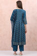 Teal Blue Art Silk Kalidar Suit Set image number 4