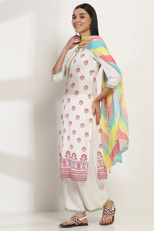White Viscose Rayon Straight Set image number 3