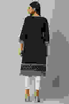 Black Cotton Staight Kurta image number 3