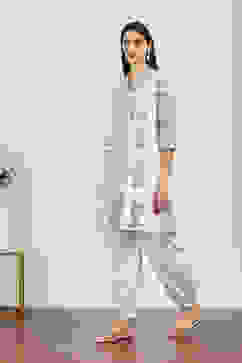 Blue Cotton Blend Cotton Flex Kurta Pants Set image number 3