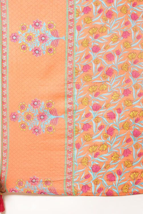 Orange Cotton Dupatta image number 1