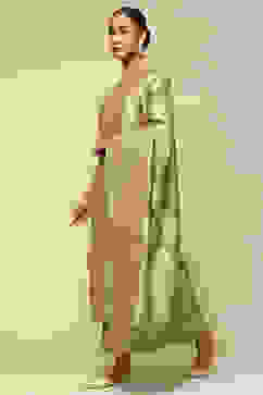 Green Acrylic Straight Yarn Dyed Kurta Palazzo Suit Set image number 3