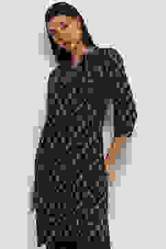 Navy Blue Cotton Blend Straight Kurta Set image number 7