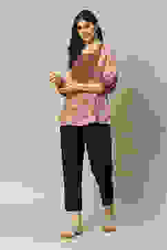 Cream Polyester Straight Printed Top image number 0