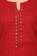 Red Straight Cotton Kurta image number 4