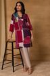 Maroon Cotton Polyester Straight Printed Kurta image number 0