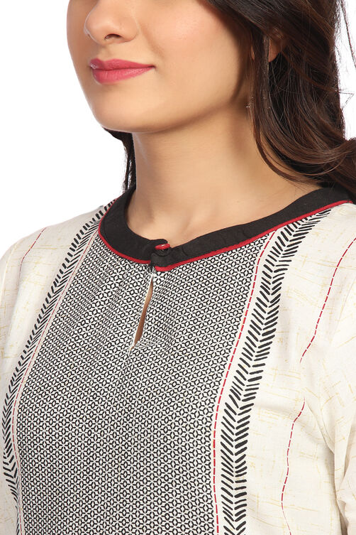 Ecru Straight Cotton Kurta image number 1