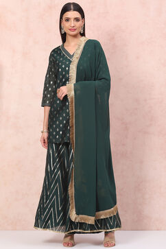 Green Art Silk Straight Suit Set image number 4