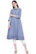 Light-Blue Chambray Kalidar Kurta image number 0