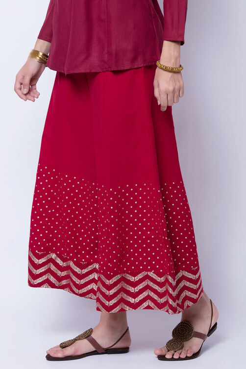 Maroon Poly Cotton Palazzo image number 1