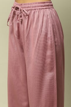Mauve Poly Viscose Straight Yarndyed Kurta Palazzo Suit Set image number 2