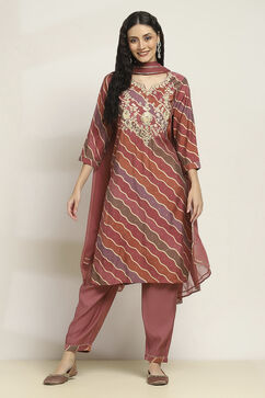 Pink Printed Straight Kurta Set image number 6
