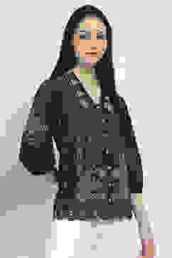 Navy Blue Printed Straight Shirt-Style Indie Top image number 4