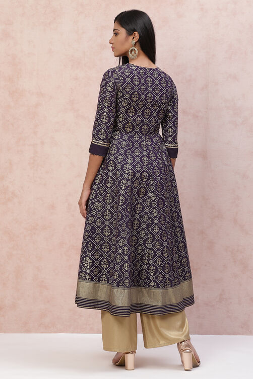 Blue Art Silk Kalidar Kurta Dress image number 4