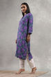 Blue Viscose Rayon Printed Straight Kurta image number 2