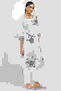 Off-White and Blue Cotton Straight Kurta image number 4