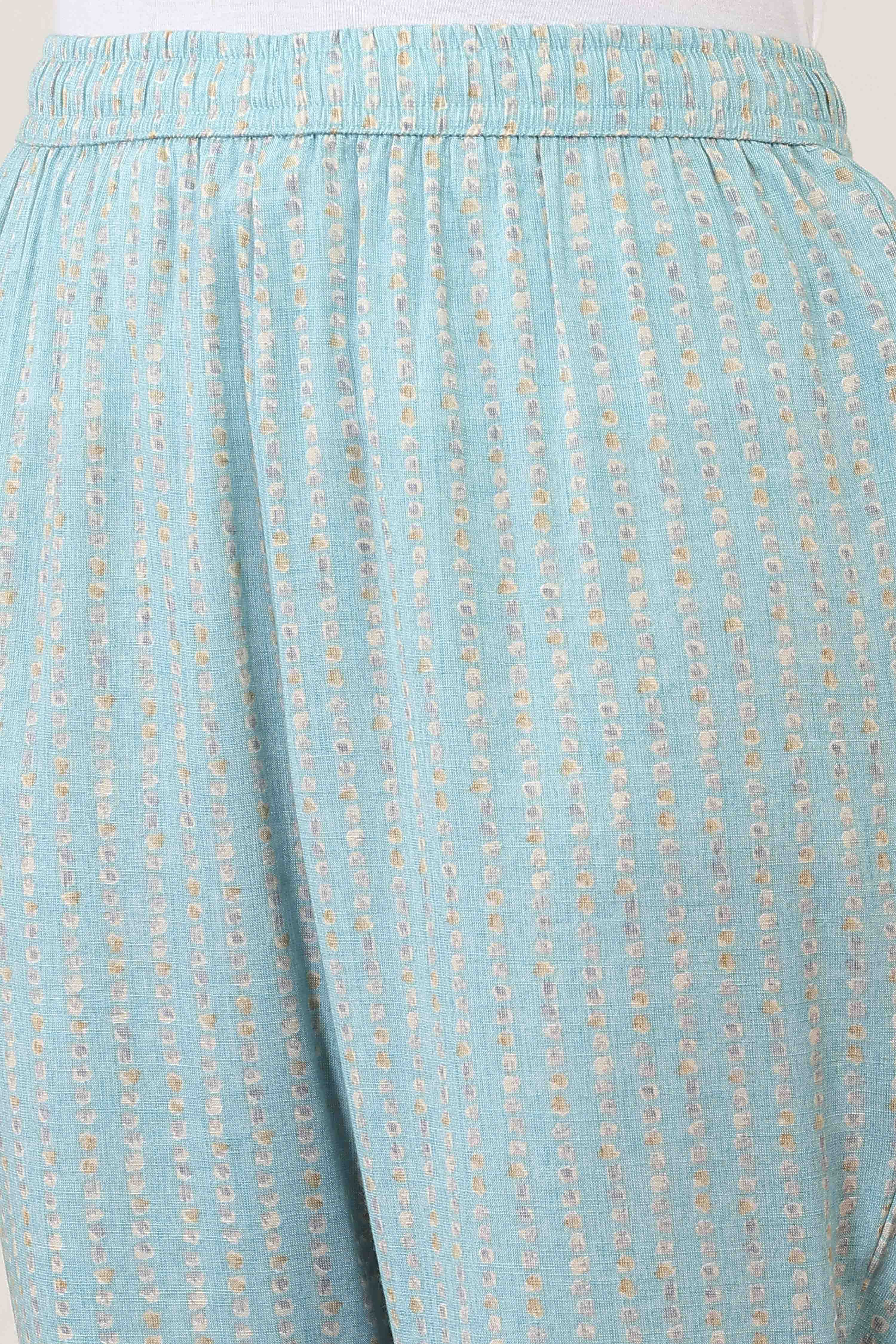 Blue Viscose Polyester Straight Suit Set image number 2