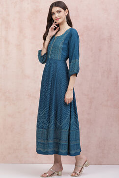 Teal Blue LIVA Kalidar Dress image number 2