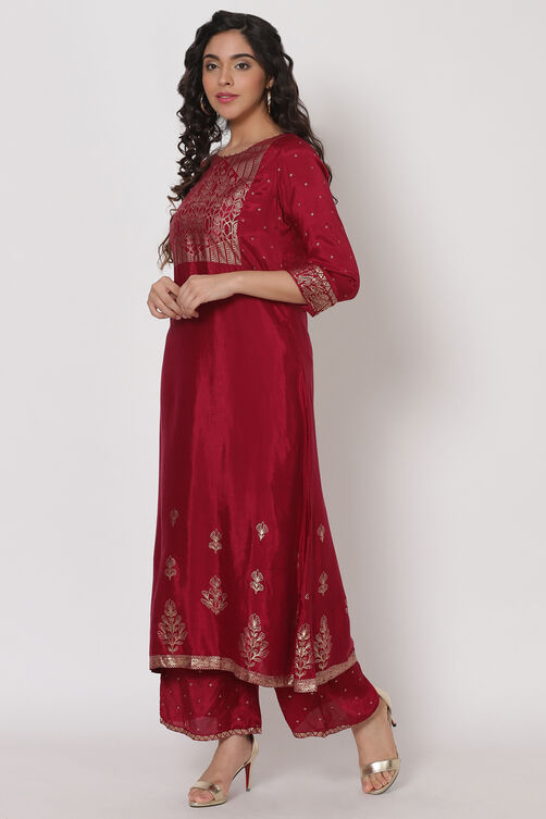 Wine Viscose Line Kurta image number 2