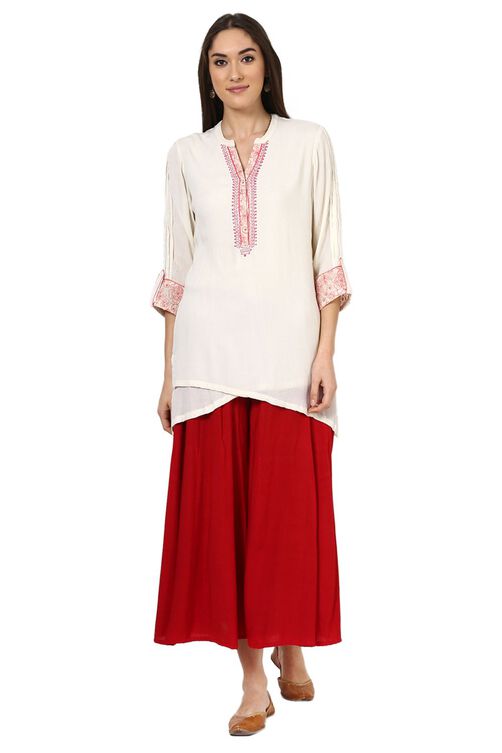 White Straight Viscose Rayon Indie Top image number 6