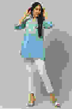 Ice Blue Rayon Slub Indie Top image number 0