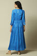 Blue LIVA Flared Printed Dress image number 3