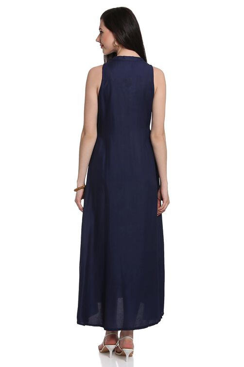 Indigo Rayon A-Line Kurta image number 4