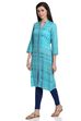 Navy Blue Straight Acro Wool Kurta image number 2