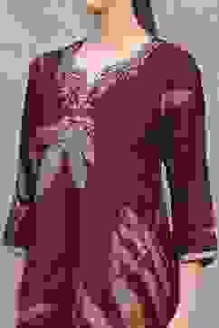 Blue Rust Viscose Blend Printed Kalidar Kurta Pants Set image number 1