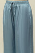 Dusty Blue Viscose Shantoon Kalidar Embroidered Kurta Palazzo Suit Set image number 2