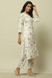 Off White Viscose Blend Straight Suit Set image number 5