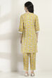 Yellow Cotton Blend Straight SET image number 4