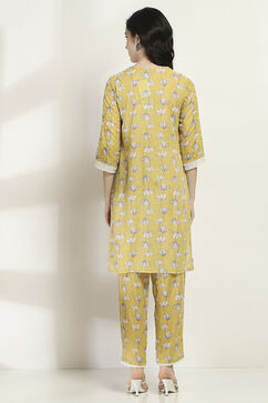 Yellow Cotton Blend Straight SET image number 4