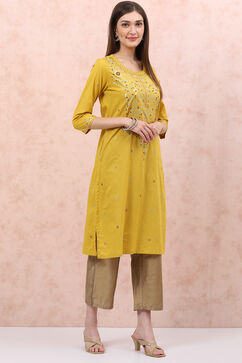 Mustard Straight Kurta image number 0