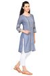 Blue Straight Chambray Kurta image number 3