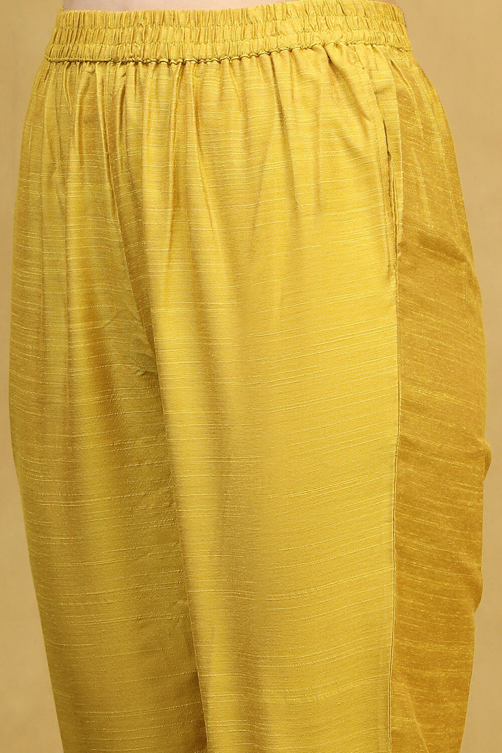 Yellow Viscose Blend Embroidered Straight Suit Set image number 2