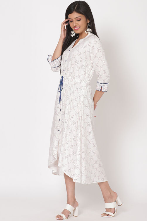 Off White Viscose A Line Dress image number 2