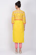 Yellow Cotton Straight Kurta image number 4