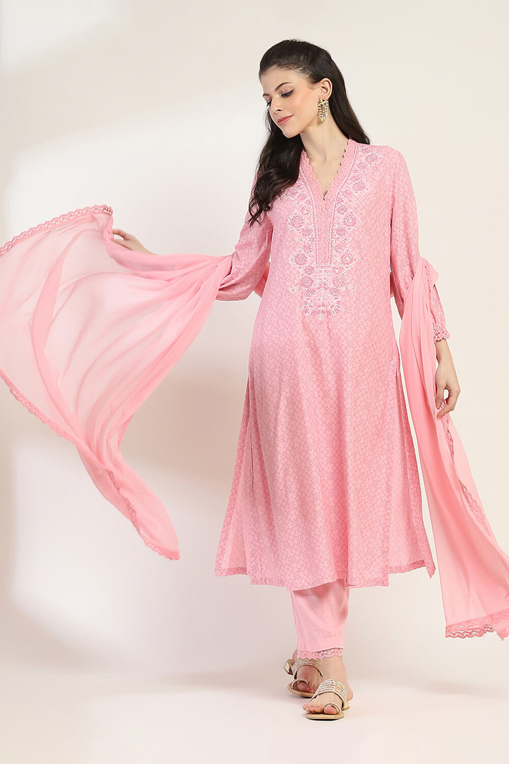Pink Viscose Rayon Straight Set image number 0
