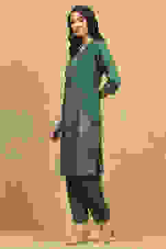 Green Viscose Rayon Printed A-Line Co-ord Set image number 3