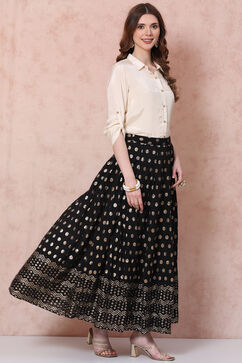 Black Art Silk Skirt Set image number 5