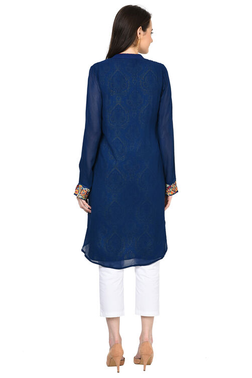 Indigo Straight Viscose Kurta image number 2