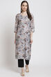 Grey Art Silk Straight Kurta image number 2