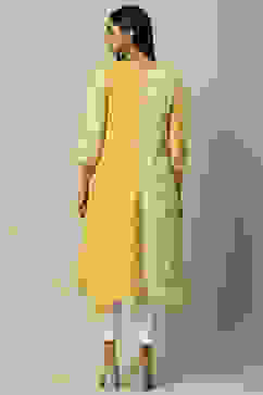 Yellow Rayon Staight Kurta image number 3