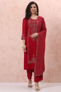 Pink Art Silk Straight Suit Set image number 0